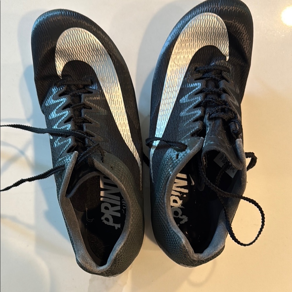 Nike Black and Silver Track Spikes